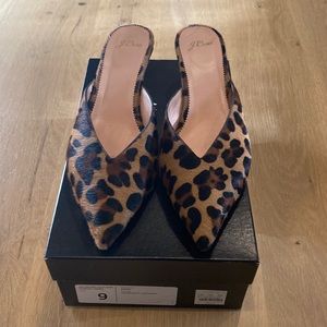 J Crew Leopard print mules